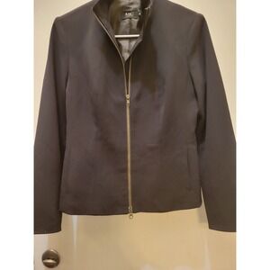 Areli Collection Womens Black Wool Blend Zip Up Mock Neck Jacket Size 8 USA Made